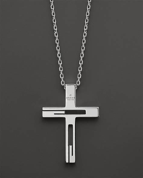 gucci sterling silver cross necklace|gucci silver and onyx necklace.